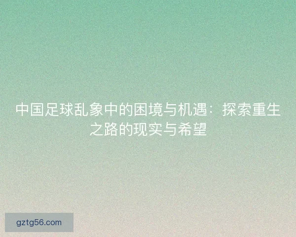 中国足球乱象中的困境与机遇：探索重生之路的现实与希望